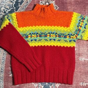 Vintage Express Tricot Fair Isle Wool Sweater Size Small